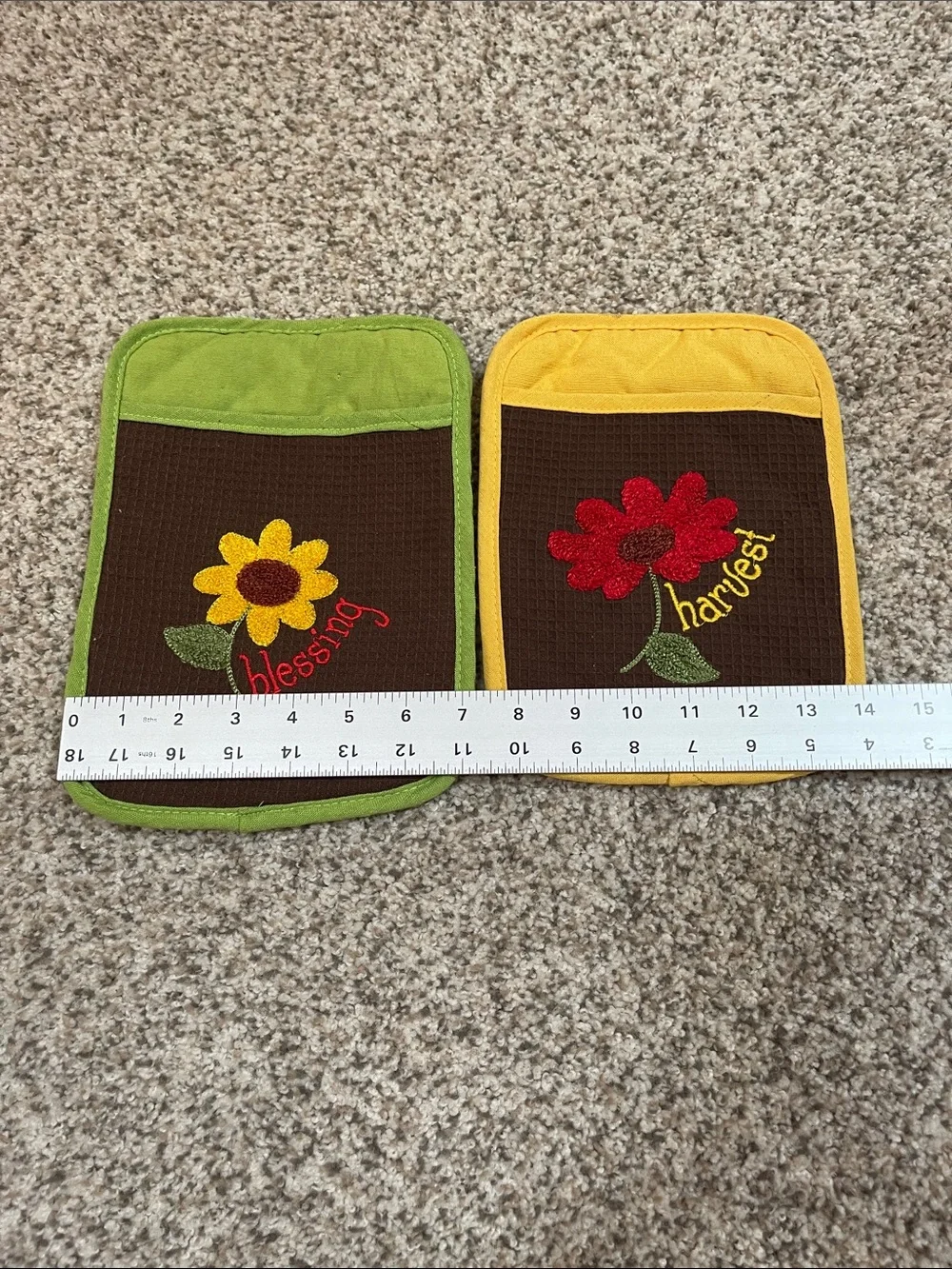 Farmhouse pot holder hot pads Harvest & Blessings Floral- Set of 2